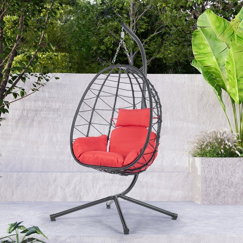 Egg Chair with Stand Indoor Outdoor Swing Chair Patio Wicker Hanging