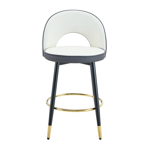 Modern White and Dark Gray Spliced Color PU Upholstered Bar Chair with