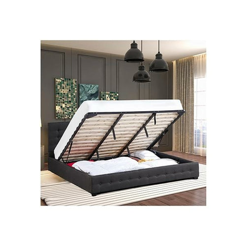 Eden Gas Lift Bed With Headboard Platform Storage Dark Grey Fabric