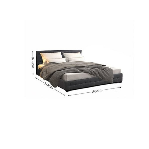 Eden Gas Lift Bed With Headboard Platform Storage Dark Grey Fabric