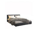 Eden Gas Lift Bed With Headboard Platform Storage Dark Grey Fabric